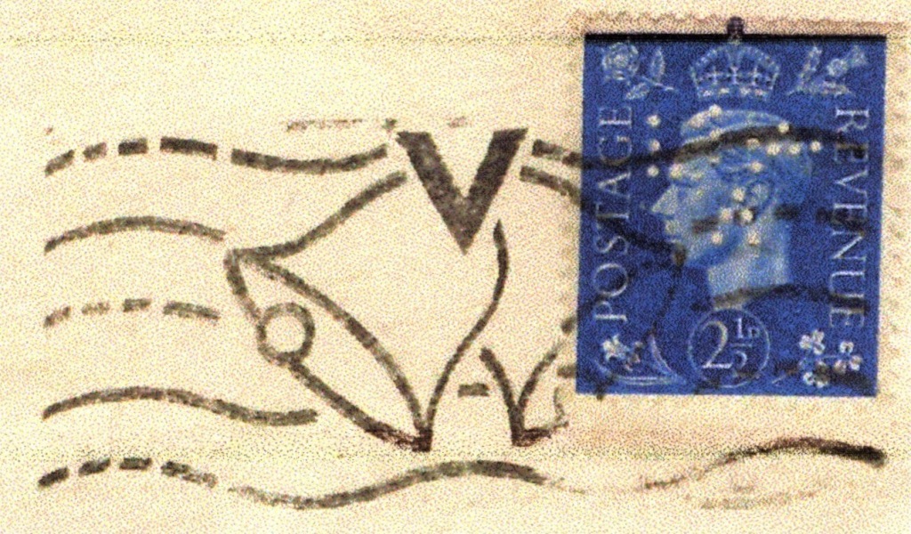 1944/45 UK postmark slogan proclaiming victory in World War II