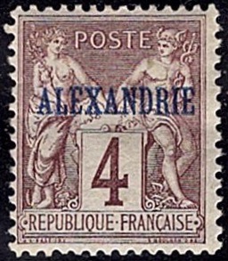 France 1899 4c Stamp Optd. Alexandrie