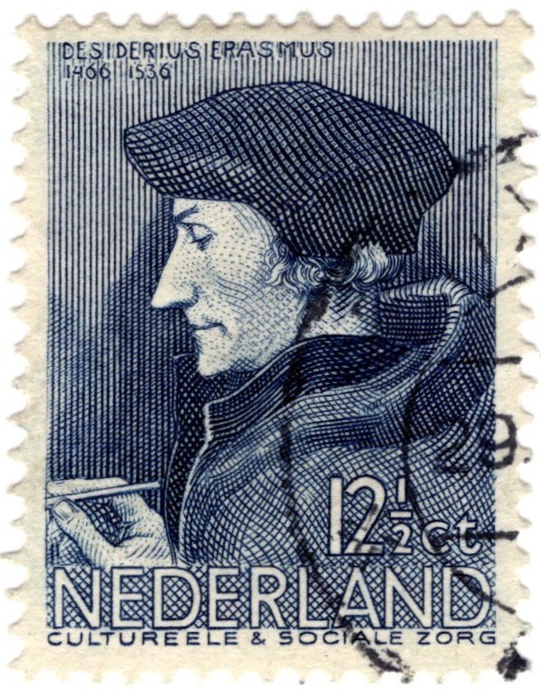 1936 Netherlands Cultural & Social Relief Fund 12½ (+3½c) stamp featuring Erasmus