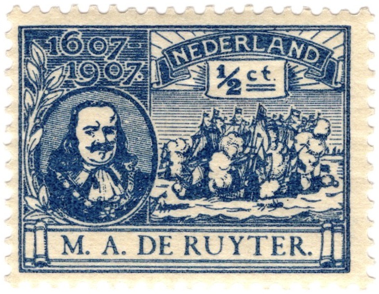 1907 Birth Tercentenary of Admiral De Ruyter, ½c stamp