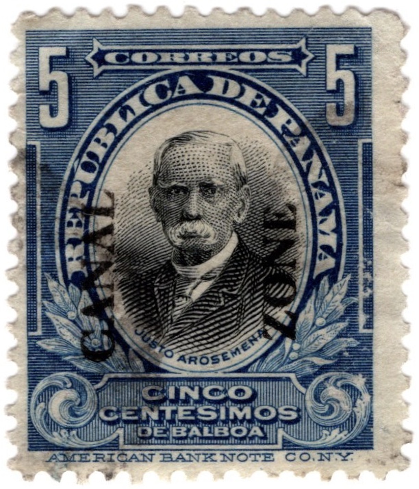1909 5c stamp of Panama overprinted ‘CANAL ZONE’