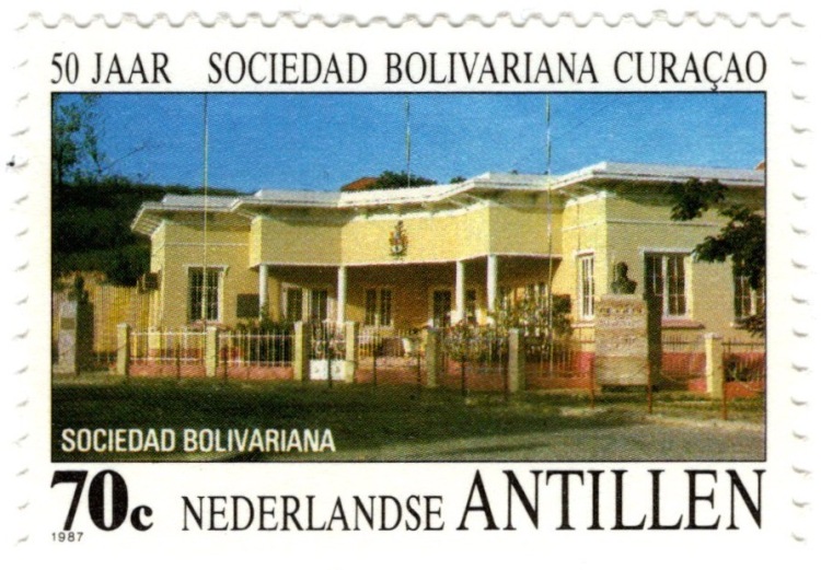 1987 70c stamp, Bolivian Society headquarters in Willemstad, Curaçao